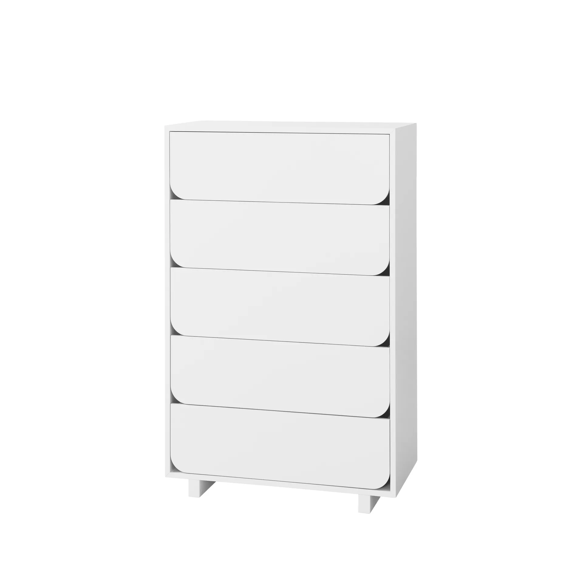 Vidja korkea lipasto, Valkoinen lakka, 5 laatikkoa 1898