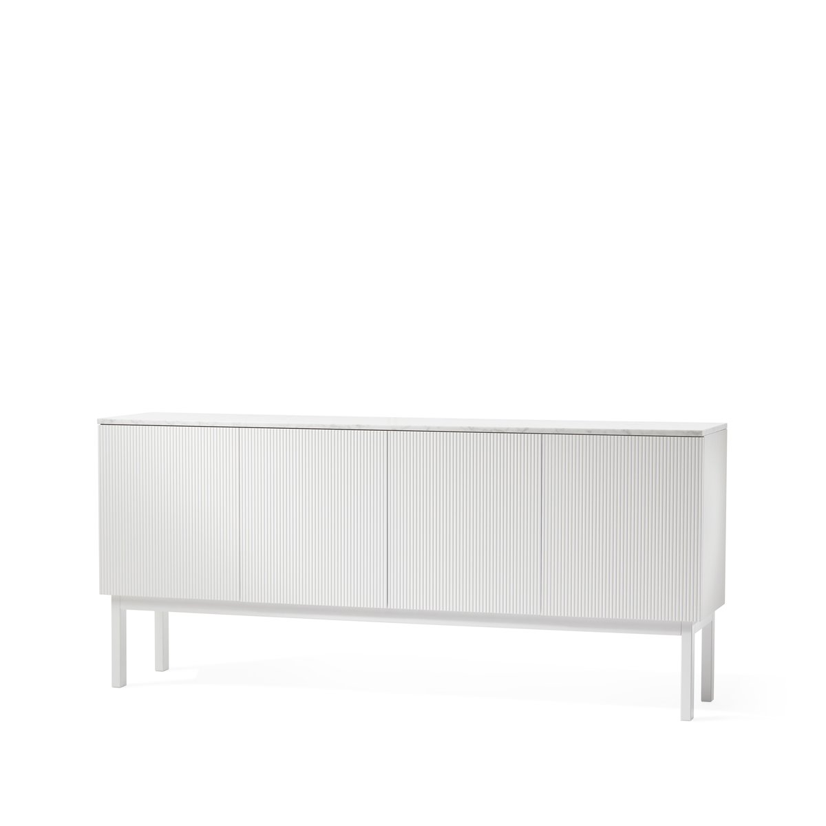 A2 Beam sivupöytä Valkoinen lakka valkoinen runko päällyslevy carraran marmoria