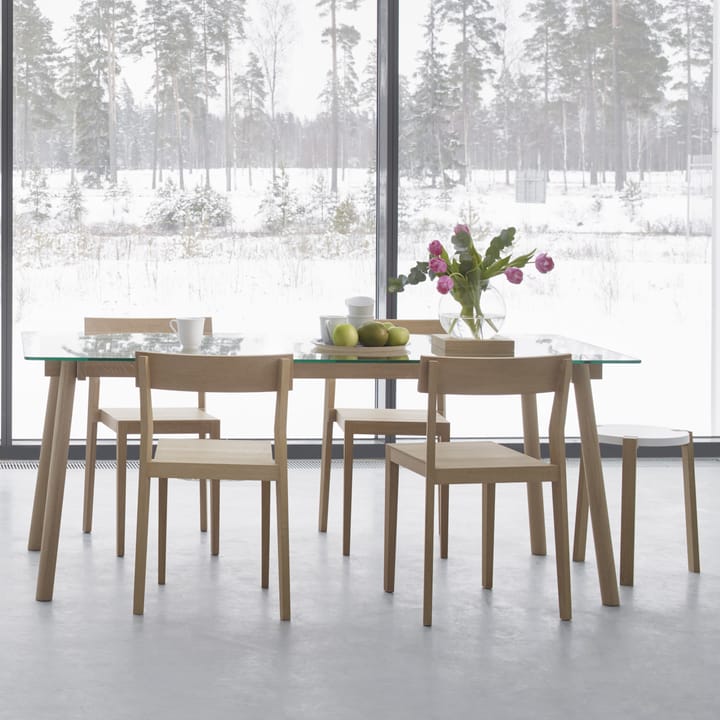 Corners ruokapöytä, Tammi valkoöljytty, lasi A2