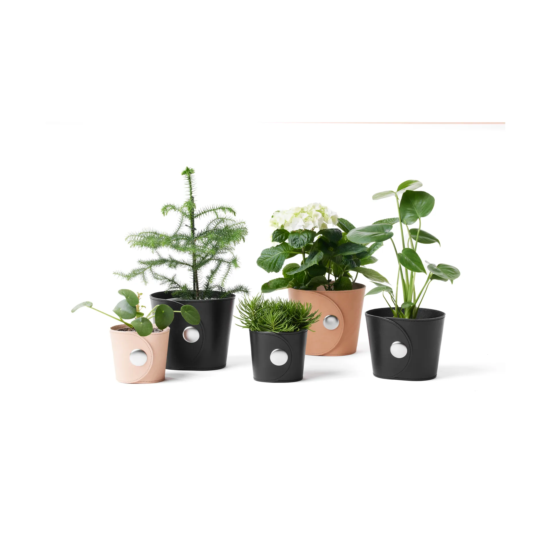 Hug ruukku, Tärnsjö-nahka musta, Ø12x14 cm A2