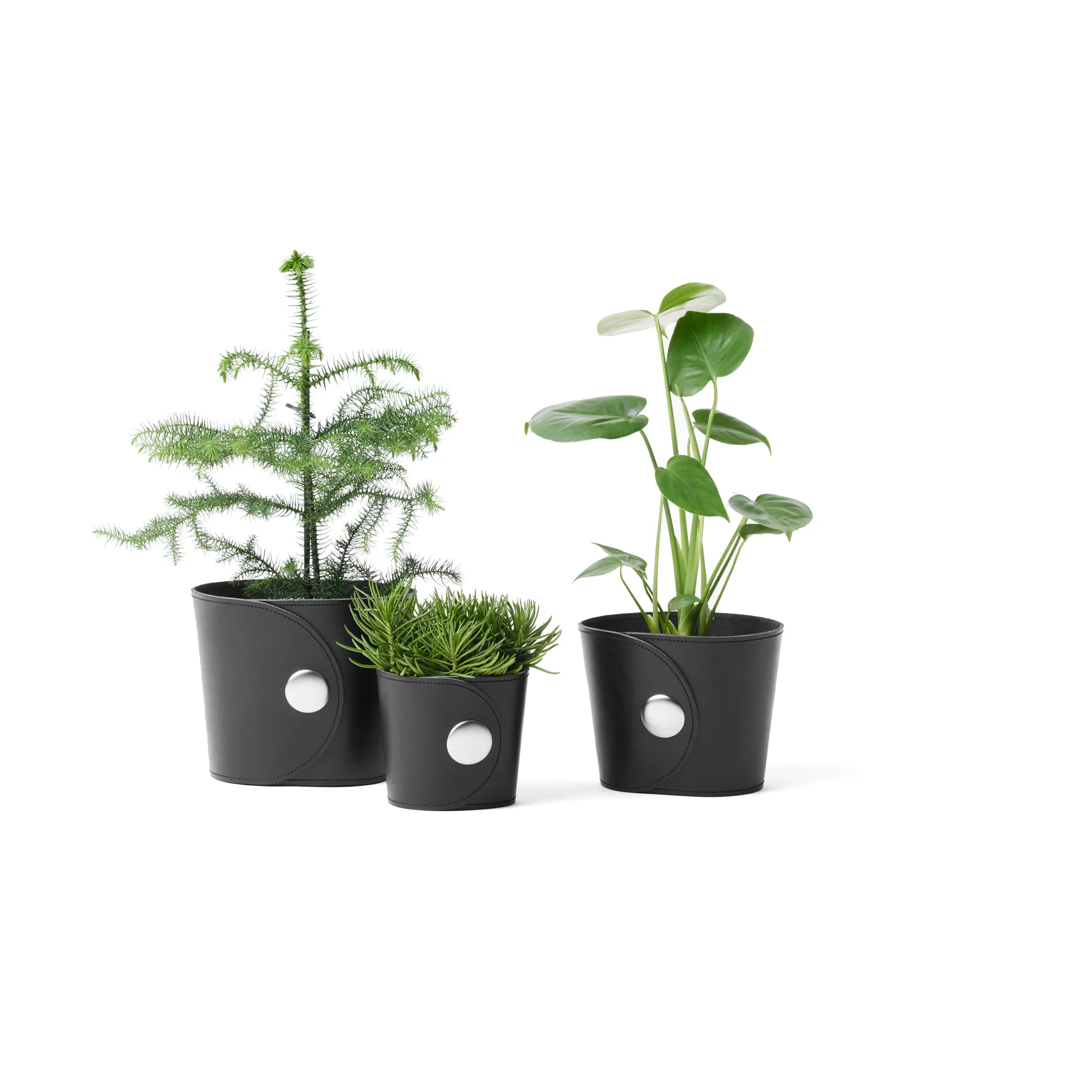 Hug ruukku, Tärnsjö nahka musta, Ø18x15 cm A2