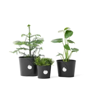 Hug ruukku - Tärnsjö nahka musta, Ø18x15 cm - A2