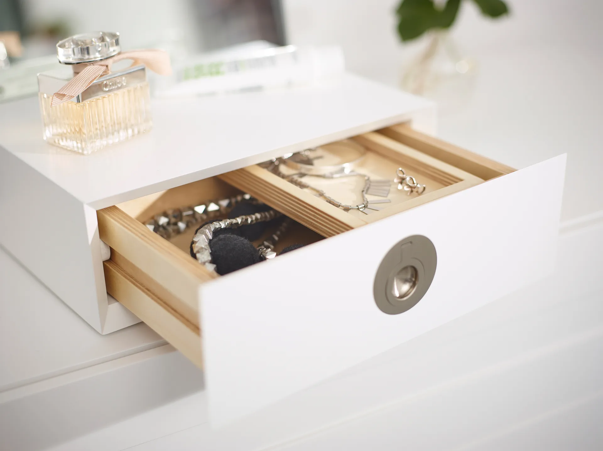 Me pöytäpeili säilytyksellä, Valkoinen, 34×57×30 cm A2