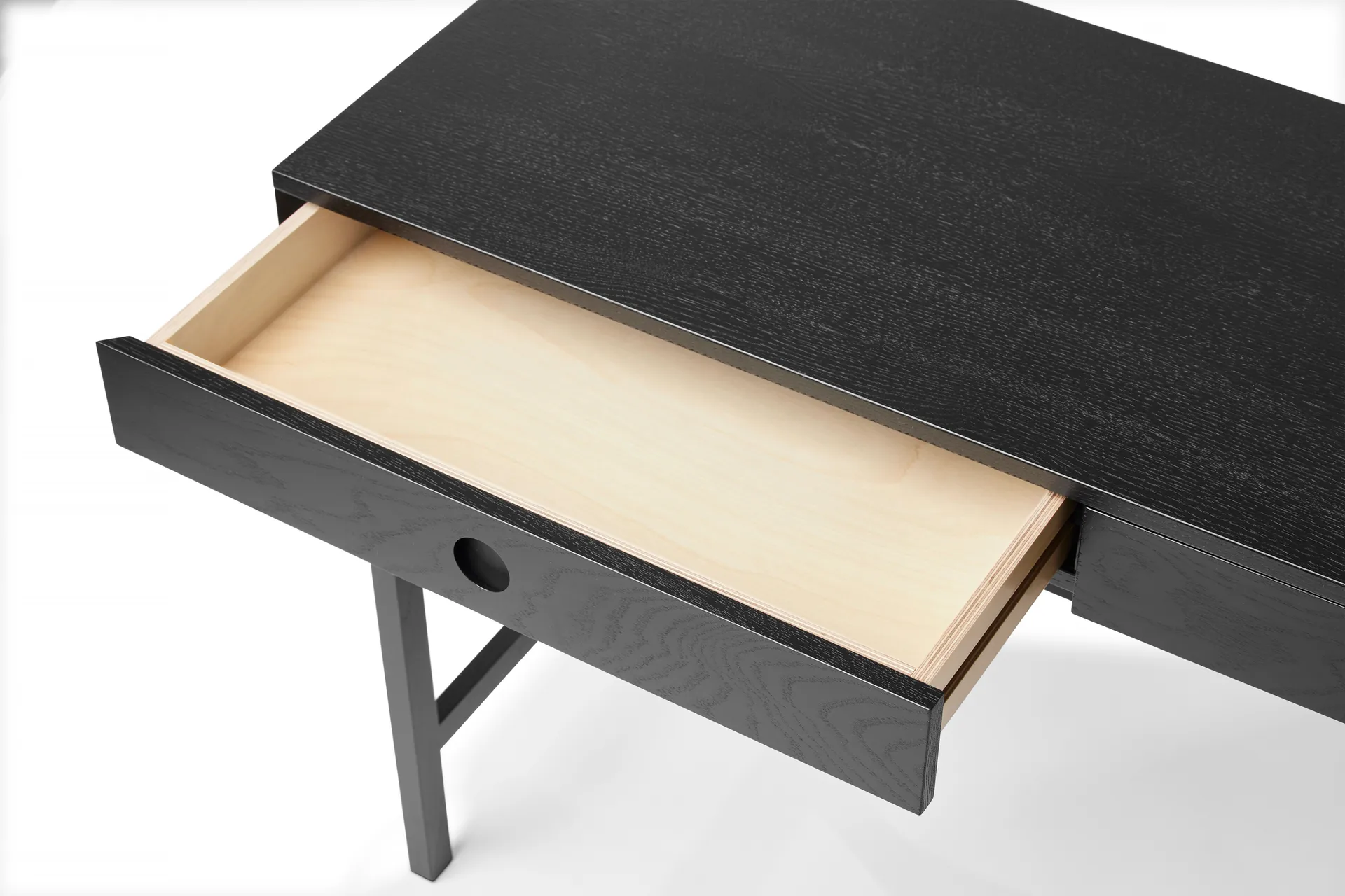 Mind työpöytä, Mustaksi petsattu tammi, 118×74×44 cm A2