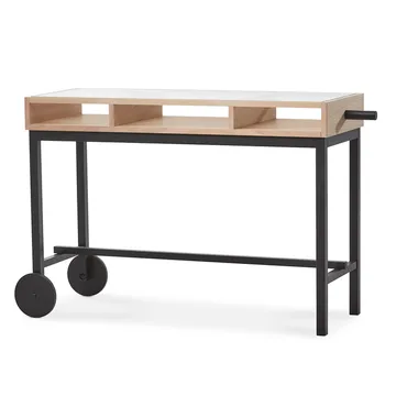 Shift kirjoituspöytä pyörillä - Valkoöljytty tammi-musta - A2