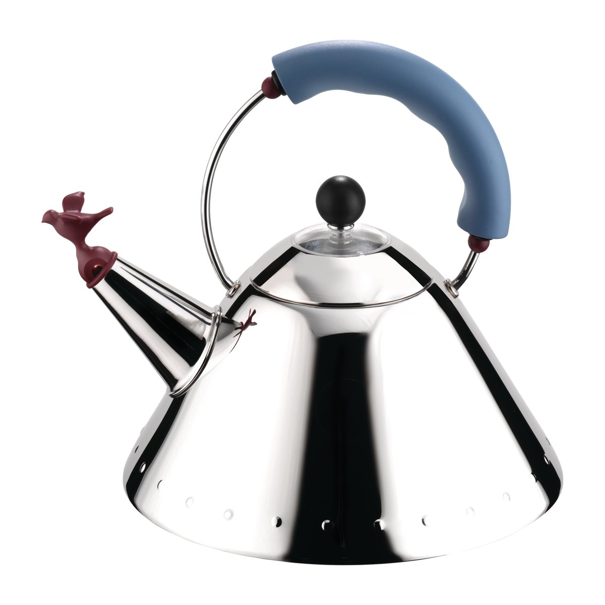 Alessi 9093 -vedenkeitin Vaaleansininen-lintu | Skandinaavinen Sisustus | Hopeanvärinen