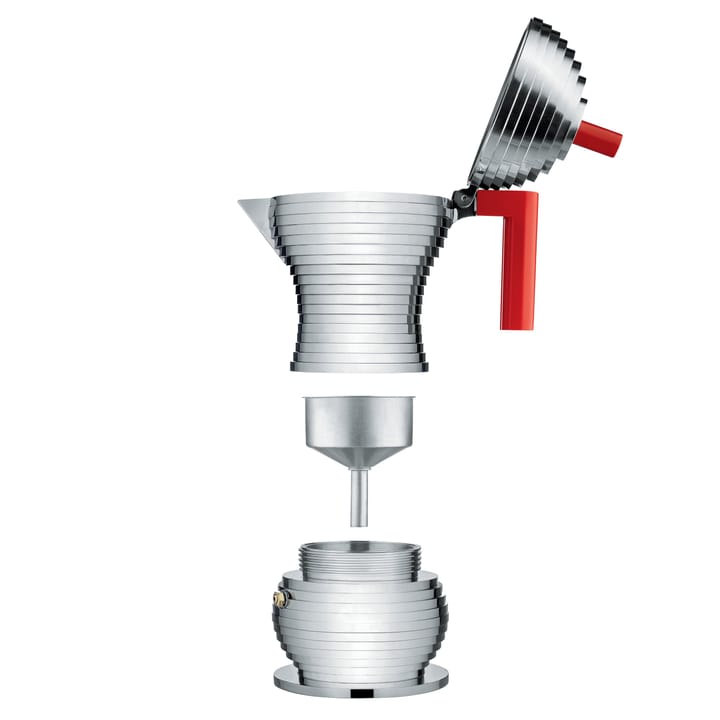 Pulcina espressokeitin 3 kupin, Punainen kahva Alessi