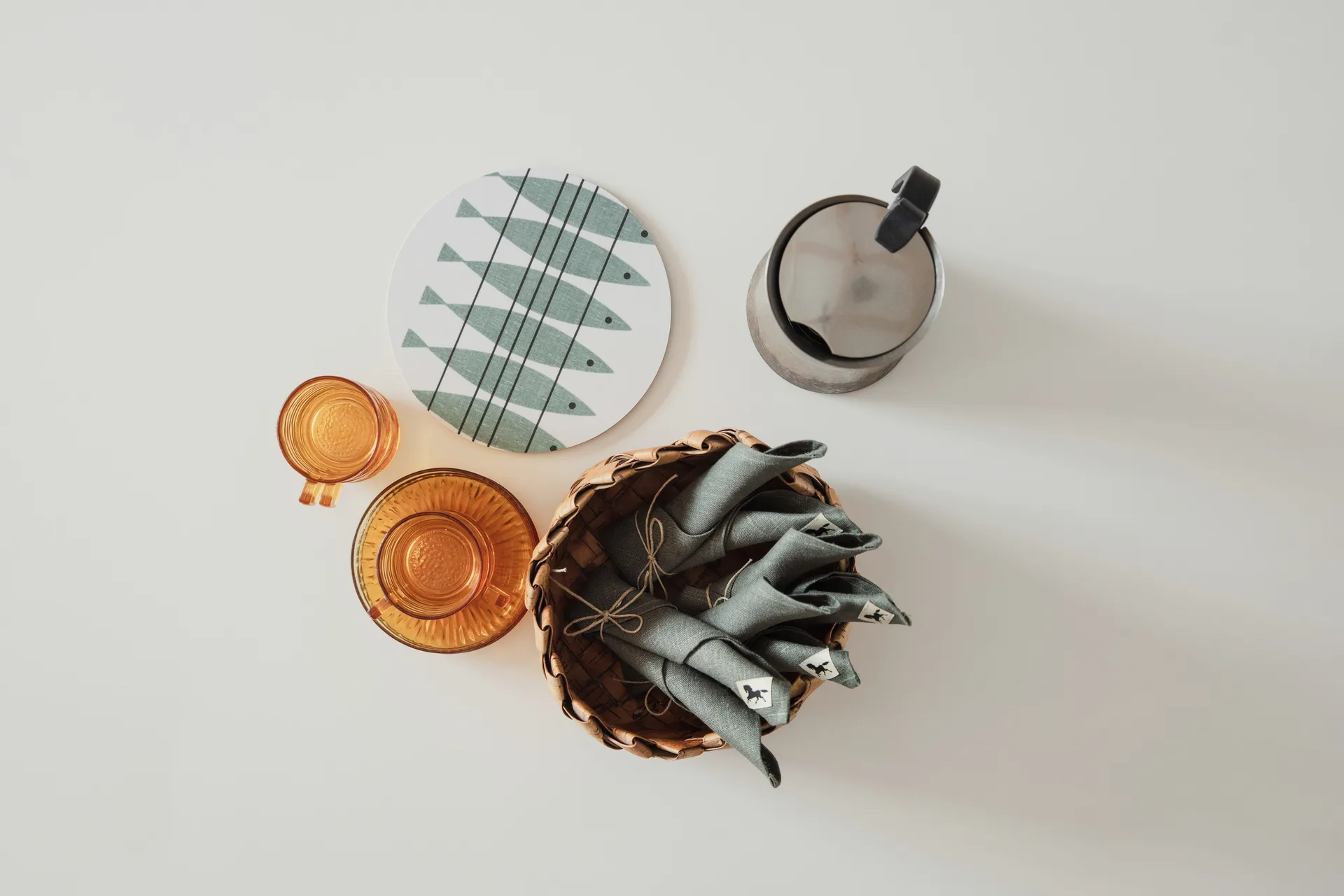 Linne lautasliina 32 x 32 cm 2-pakkaus, Vihreä Almedahls