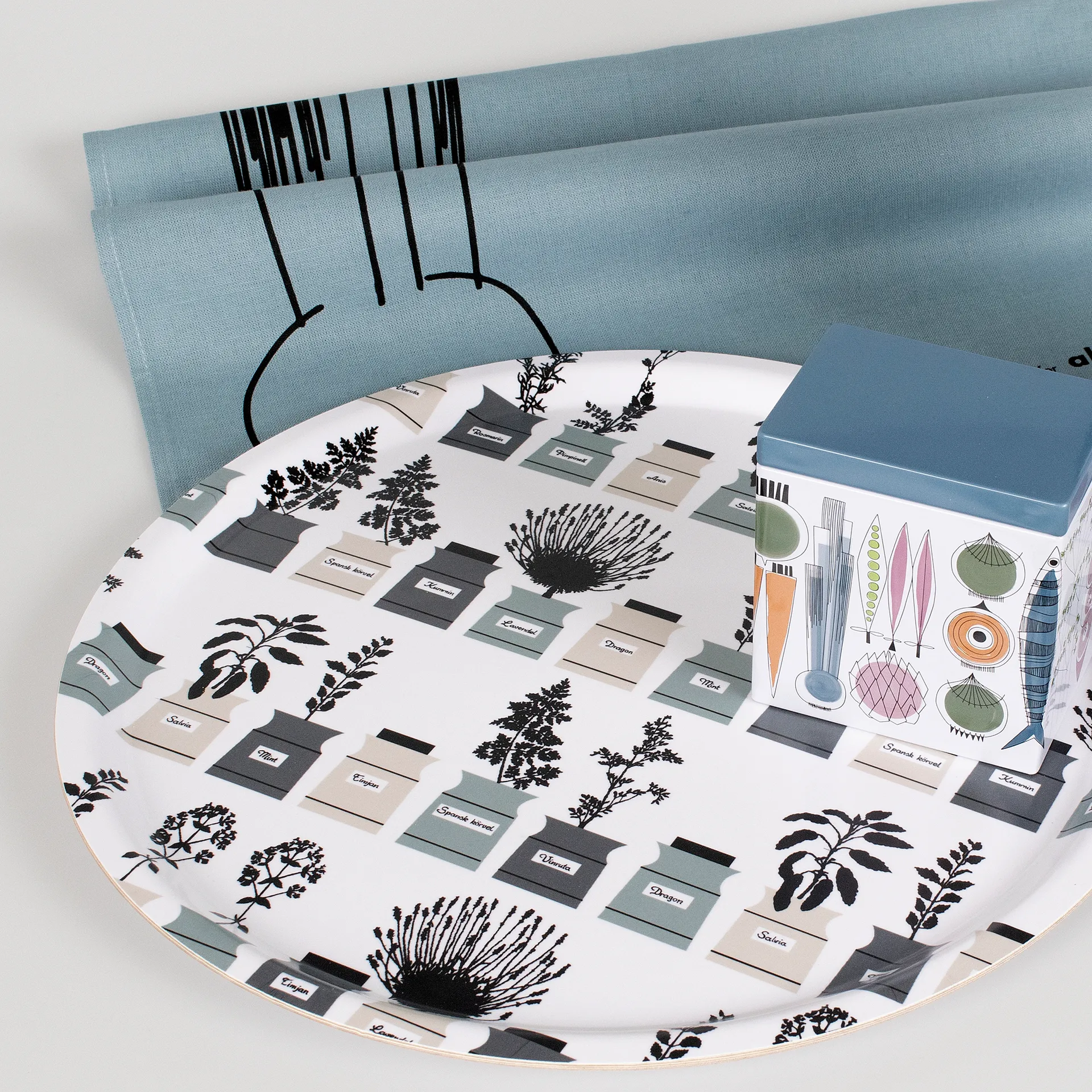 Persons kryddskåp tarjotin Ø 38 cm, Vihreä-harmaa Almedahls