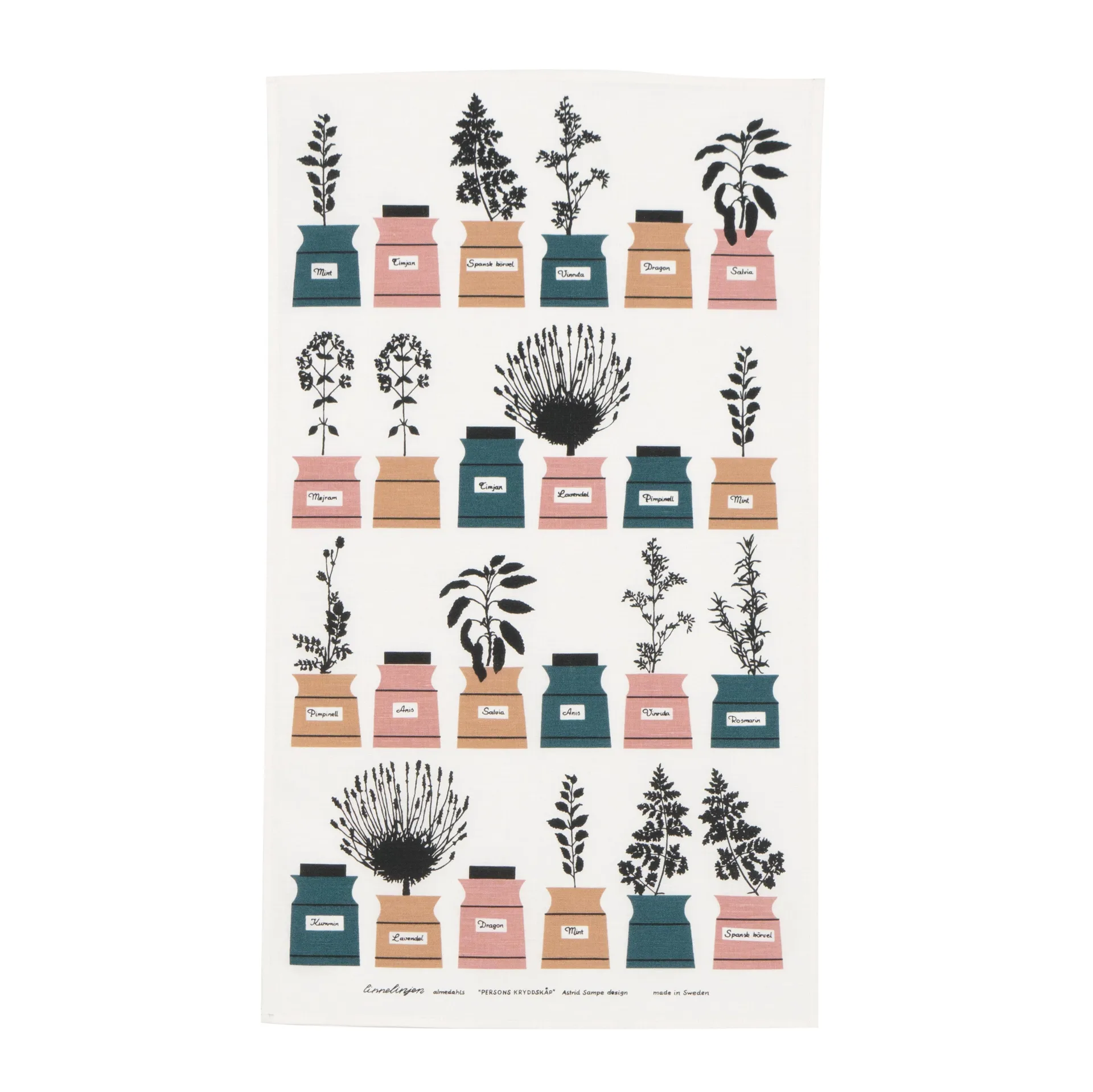 Perssons kryddskåp keittiöpyyhe, vihreä/vaaleanpunainen Almedahls