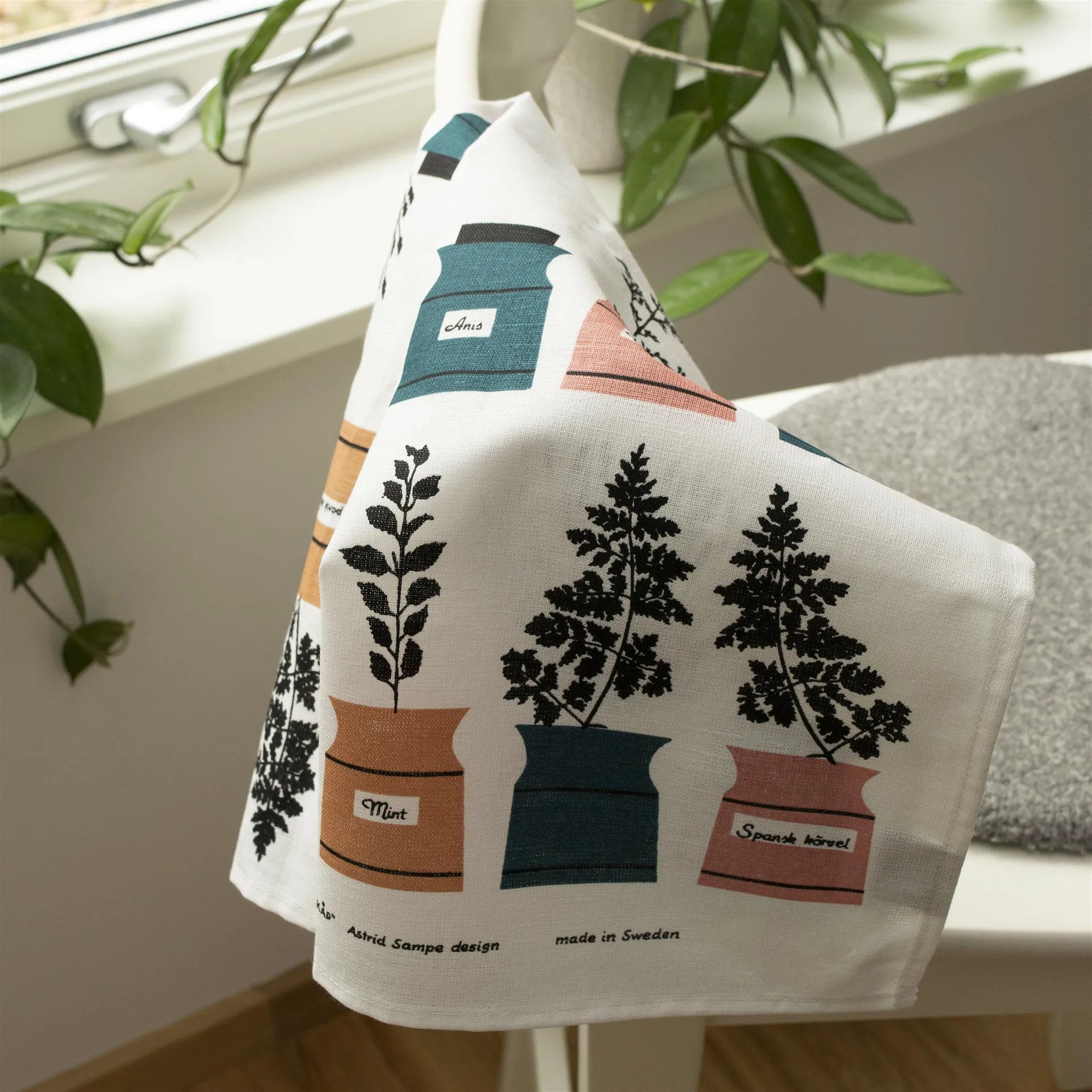 Perssons kryddskåp keittiöpyyhe, vihreä/vaaleanpunainen Almedahls