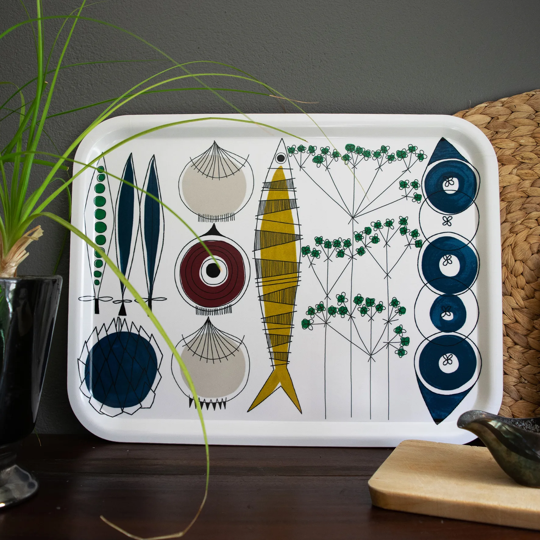 Picknick tarjotin 33x43 cm, Sininen-multi Almedahls