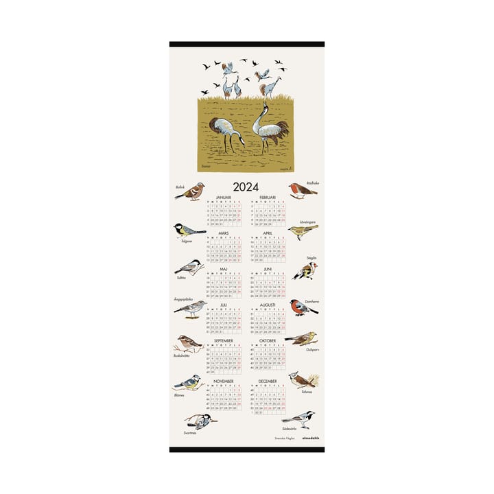 Ruotsalaiset linnut -kalenteri 2024 - 35 x 90 cm - Almedahls