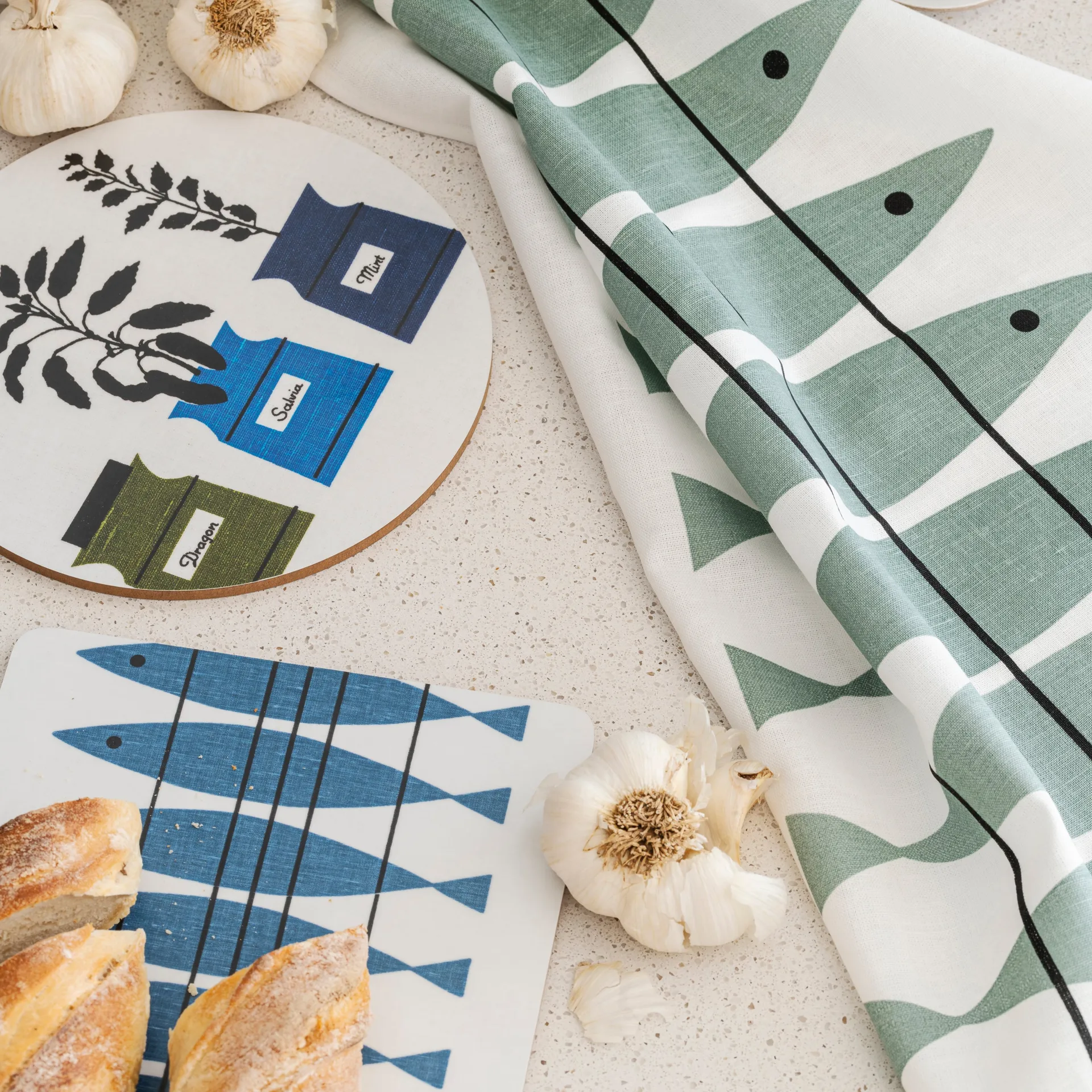 Sill keittiöpyyhe, Vihreä-harmaa Almedahls