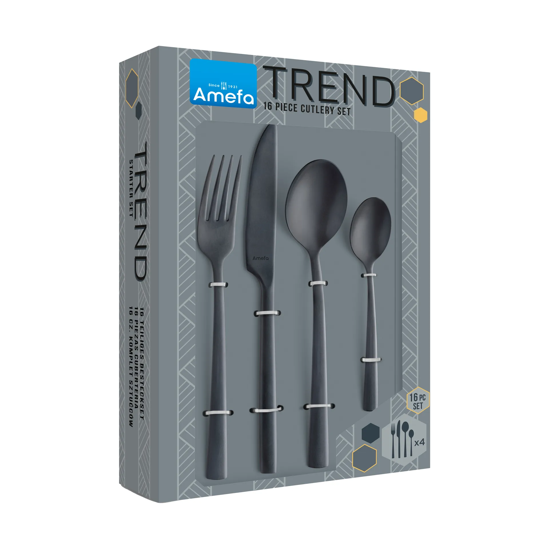 Manille Vintage aterinsetti 16 osaa, Musta Amefa