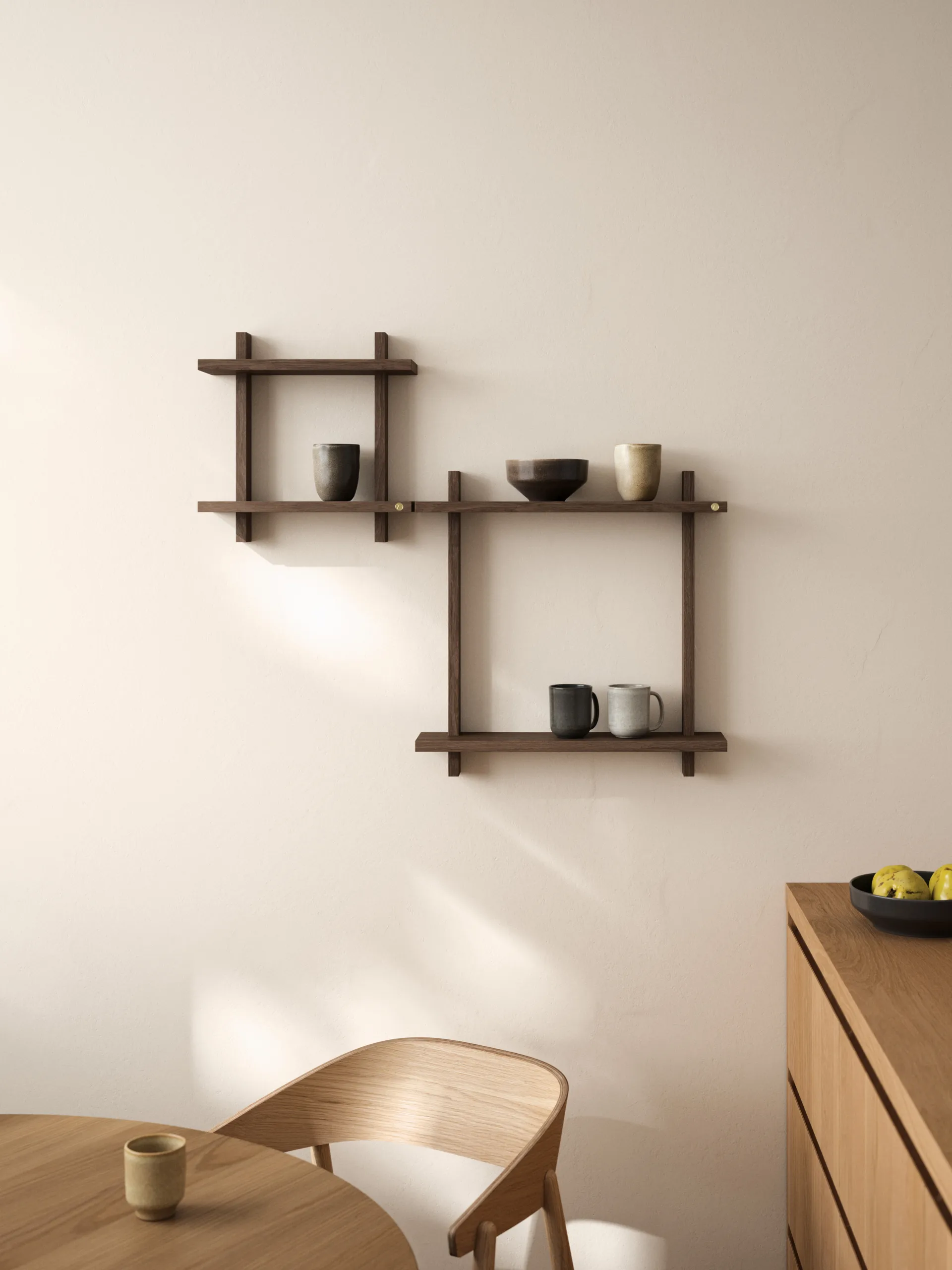 Treat seinähylly kaksinkertainen, Savusävytetty öljytty tammi, 50×12×50 cm Andersen Furniture