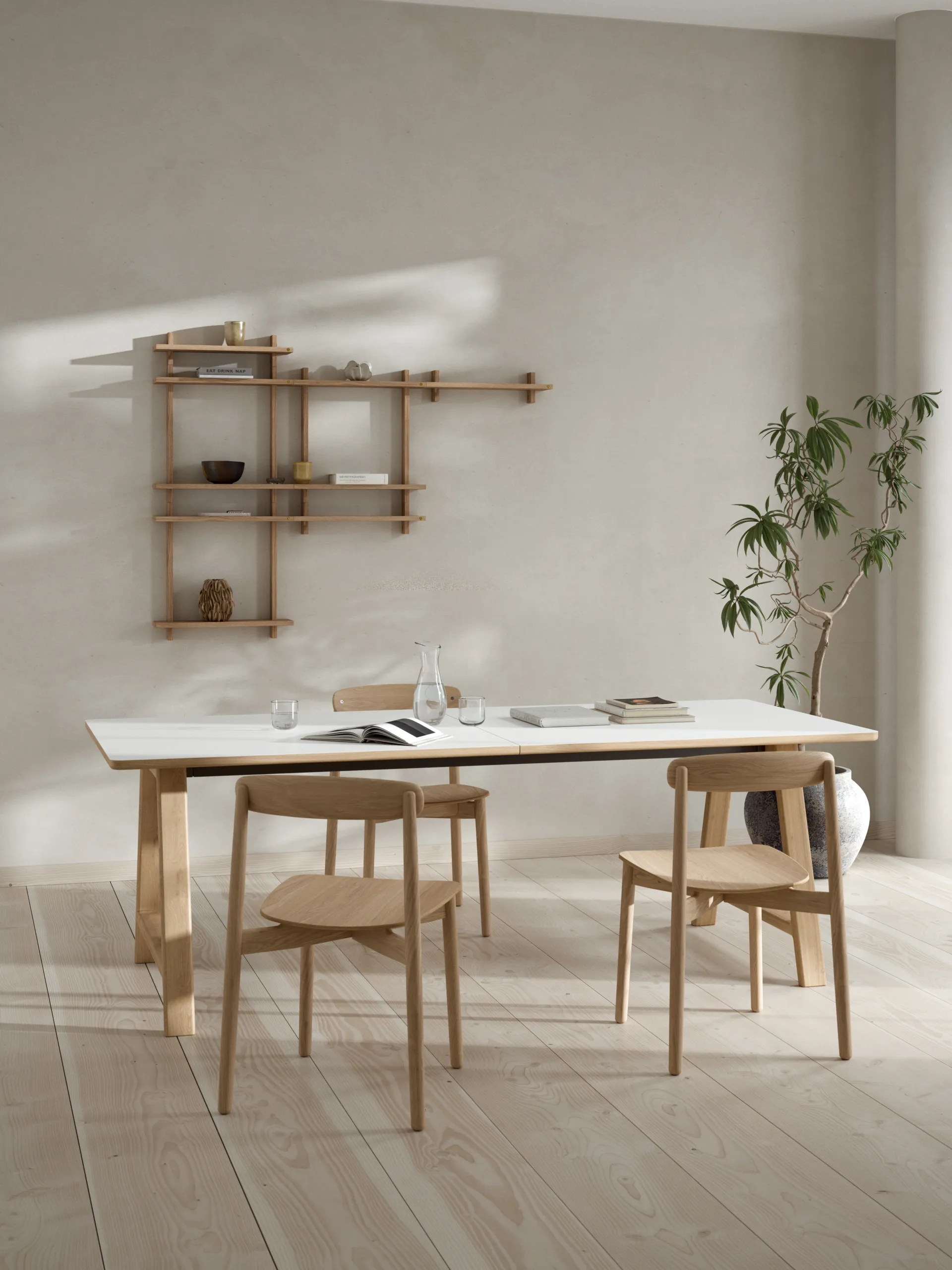 Treat seinähylly kaksinkertainen, Tammi, 50×12×50 cm Andersen Furniture