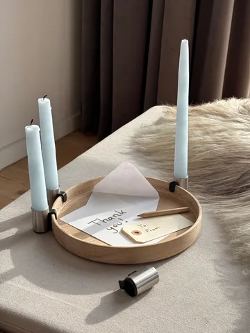 Luna kynttilänjalka Ø27 cm - Tammi-teräs - Applicata