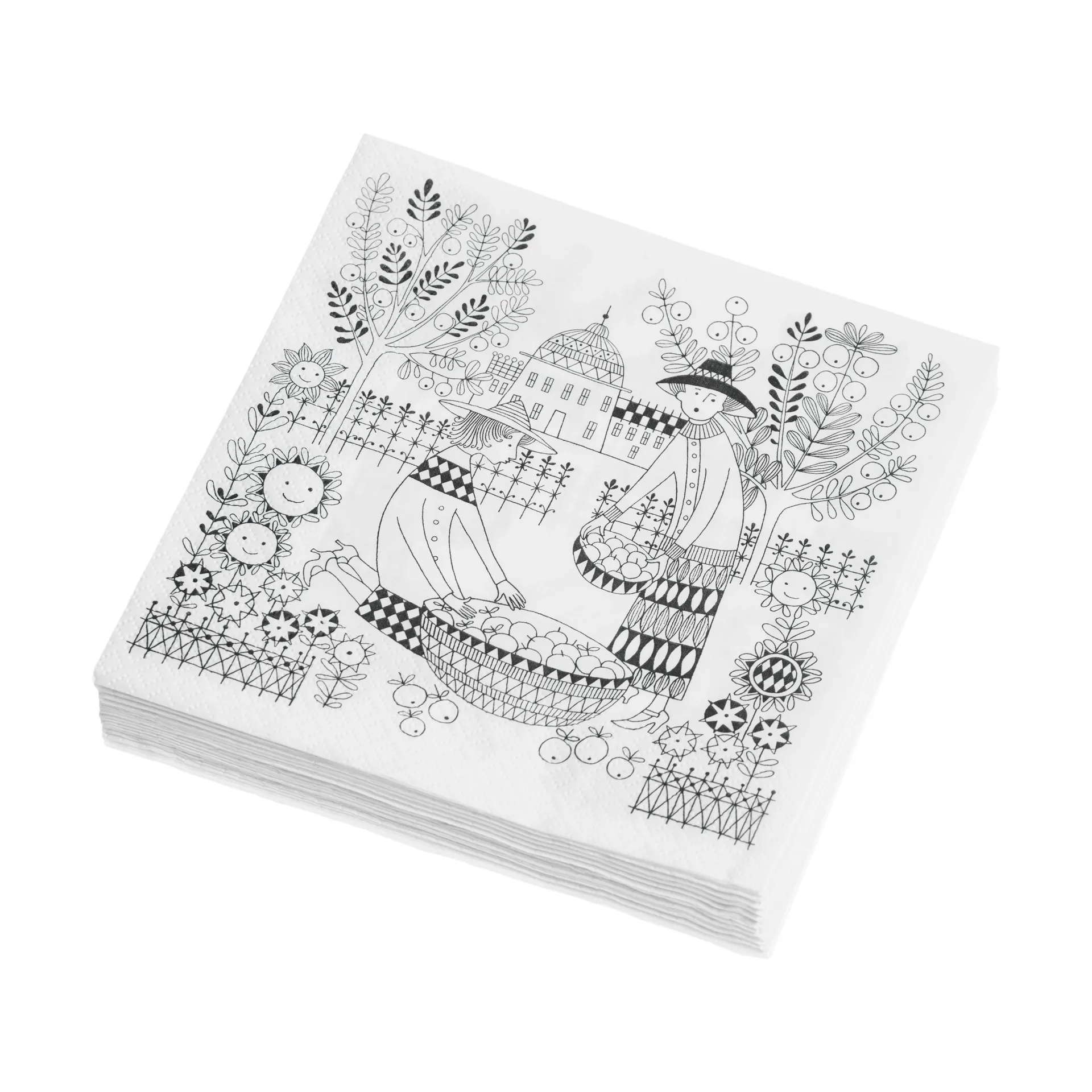 Emilia paperinen lautasliina 33x33 cm 20-pack, Musta-valkoinen Arabia