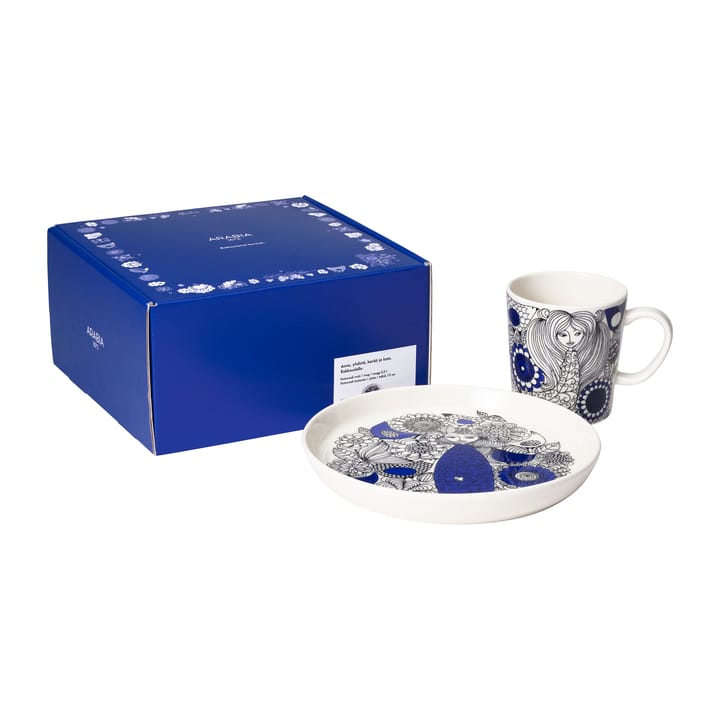 Pastoraali muki 30 cl ja lautanen Ø 19 cm, Sininen Arabia