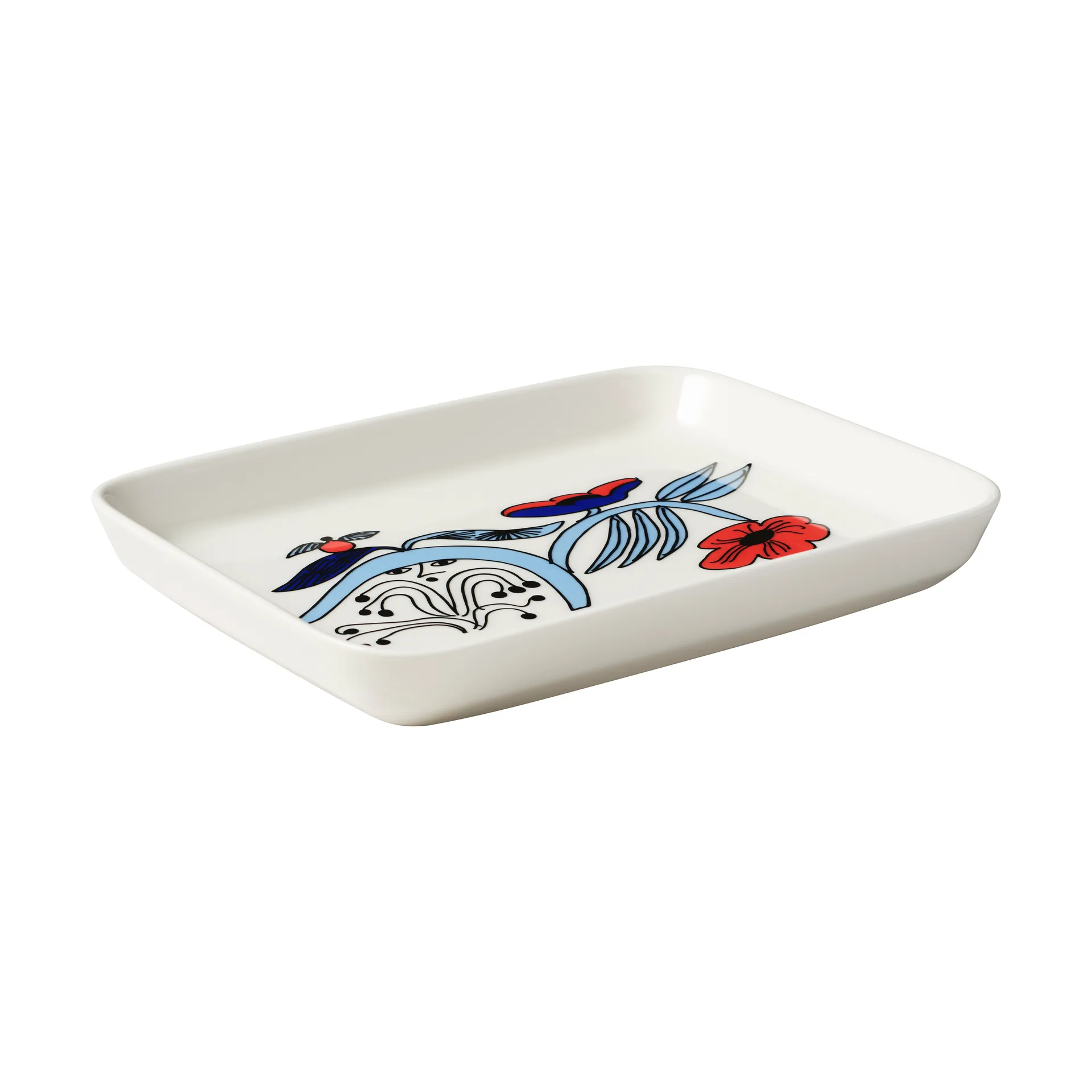 Puutarhurit lautanen 15x19 cm, Sininen-valkoinen-punainen Arabia