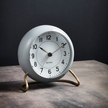 AJ Station pöytäkello 12 cm - harmaa-valkoinen - Arne Jacobsen Clocks
