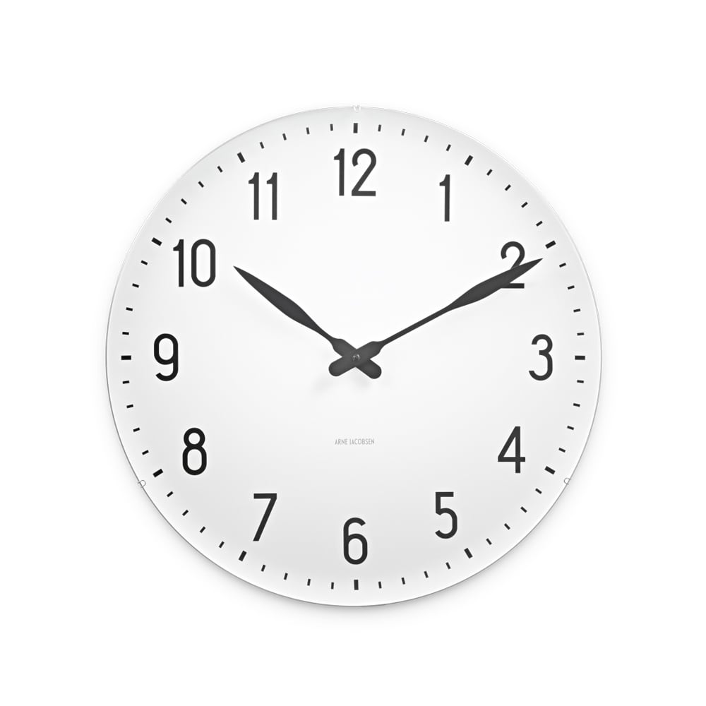 Arne Jacobsen Clocks AJ Station -seinäkello Valkoinen ø 48 cm