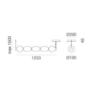 Alambicco horisontaalinen riippuvalaisin - 5 lasikupua - Artemide
