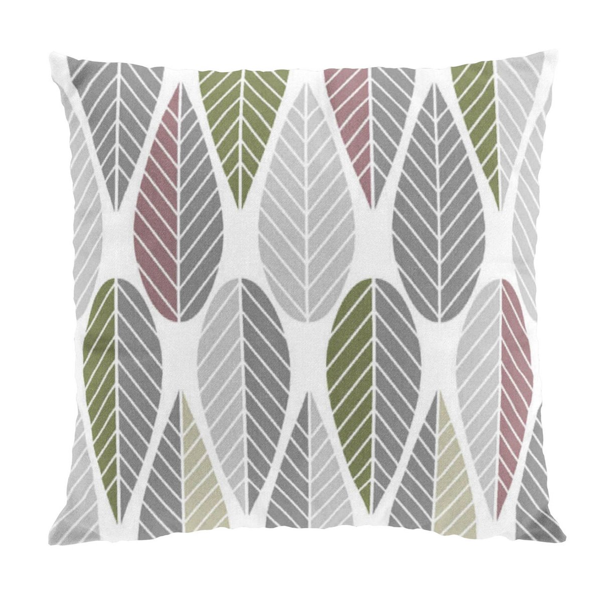 Arvidssons Textil Blader tyynynpäällinen vaaleanpunainen-harmaa-vihreä