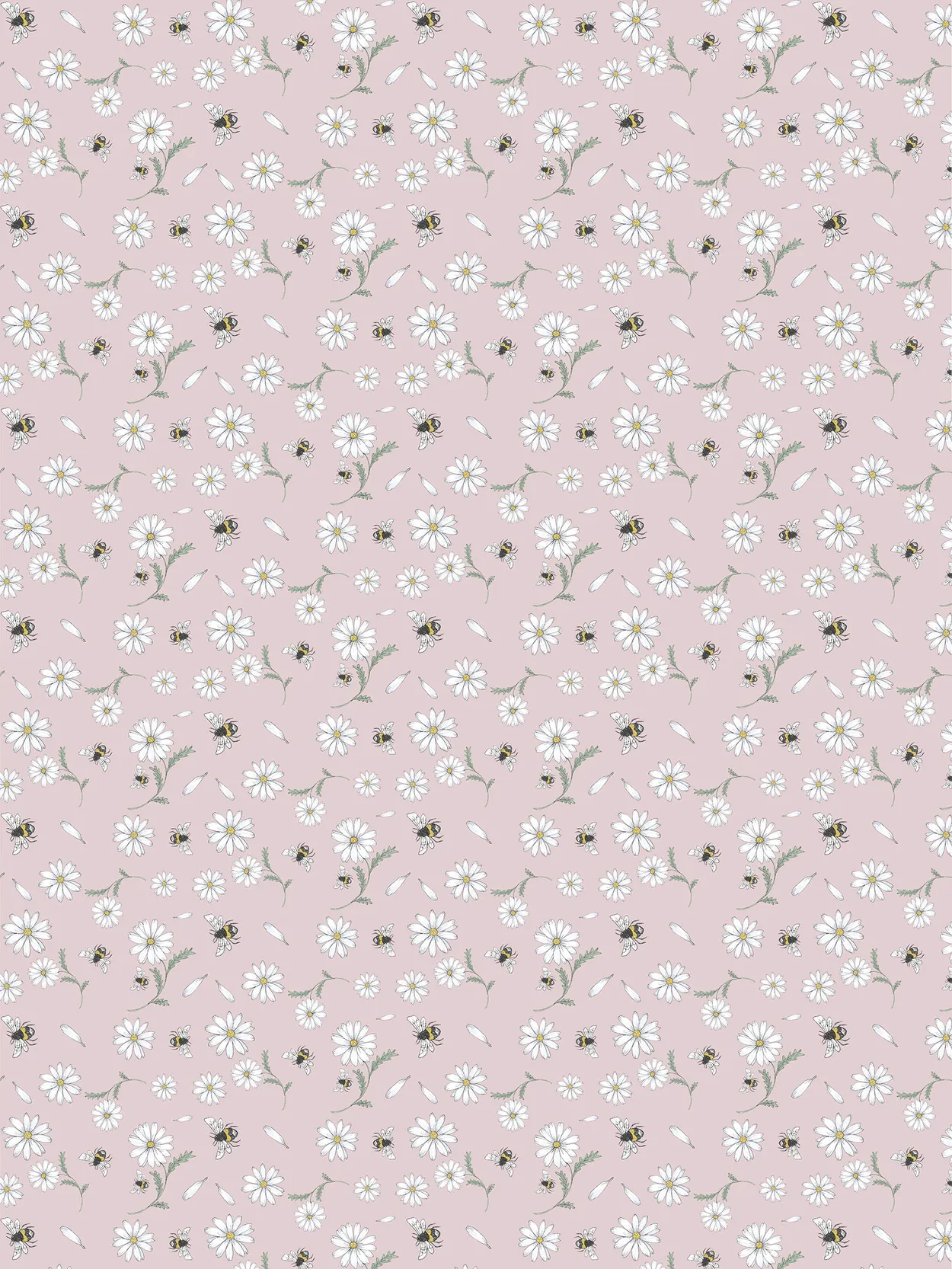 Arvidssons Textil Blomstersurr kangas Vaaleanpunainen