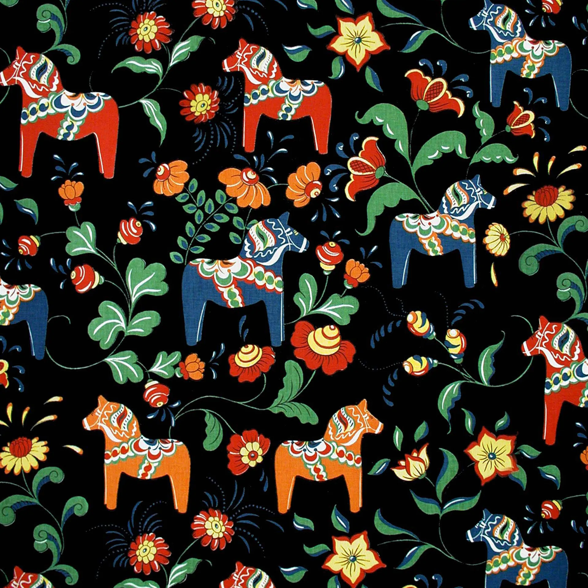 Dalahäst vahakangas, musta Arvidssons Textil