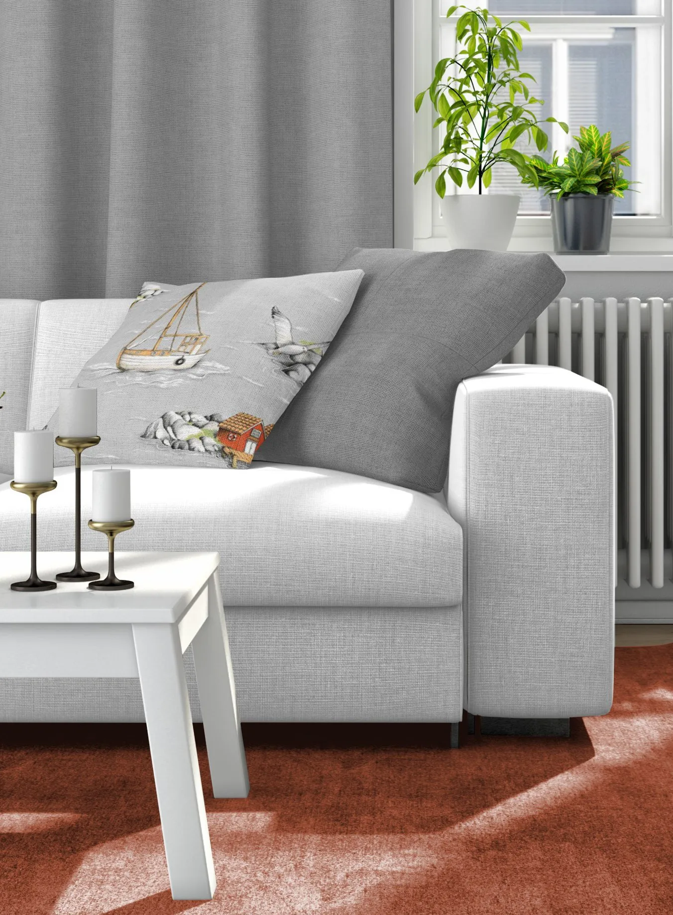 Fiskeskär tyynyliina 47x47 cm, Harmaa Arvidssons Textil