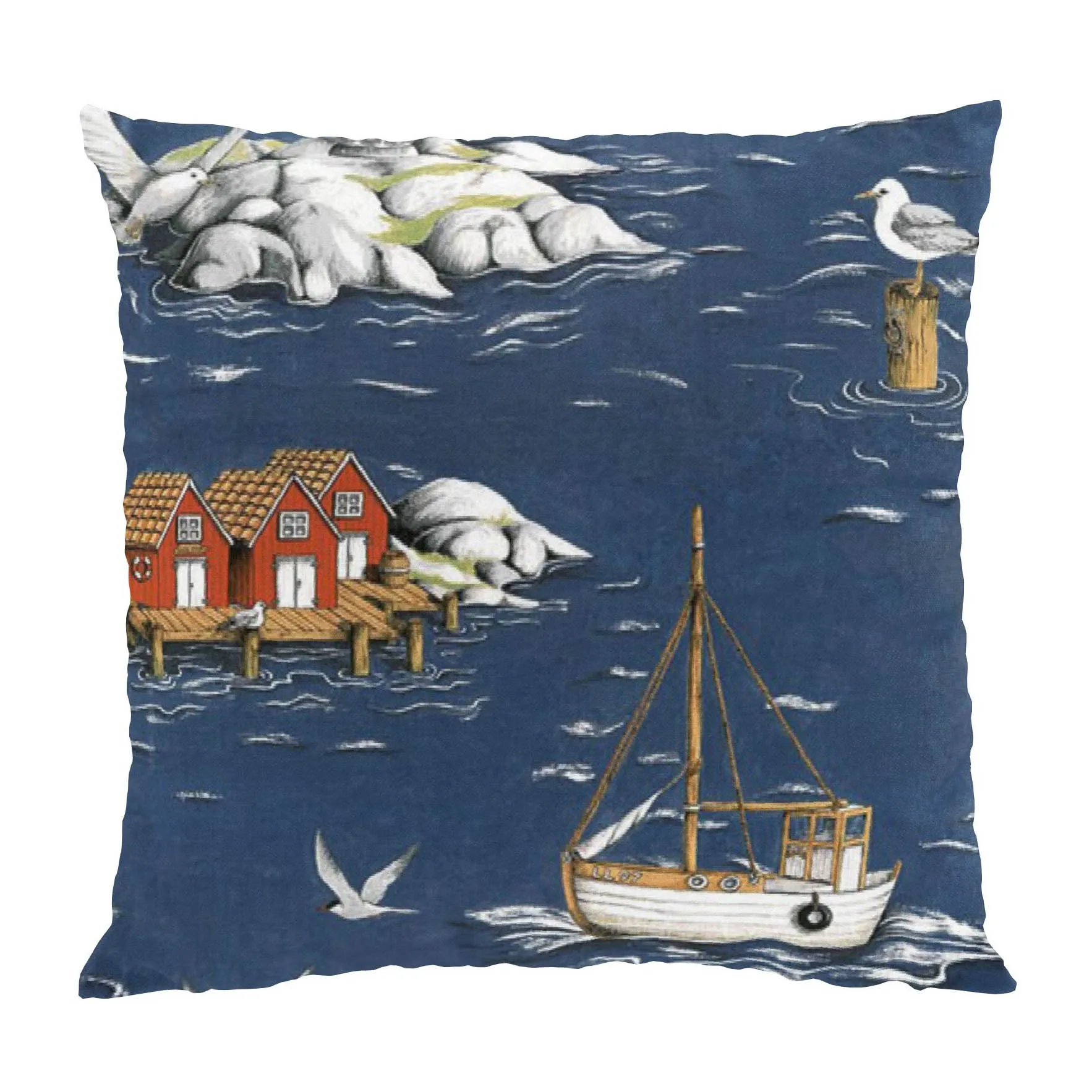Fiskeskär tyynyliina 47x47 cm, Sininen Arvidssons Textil