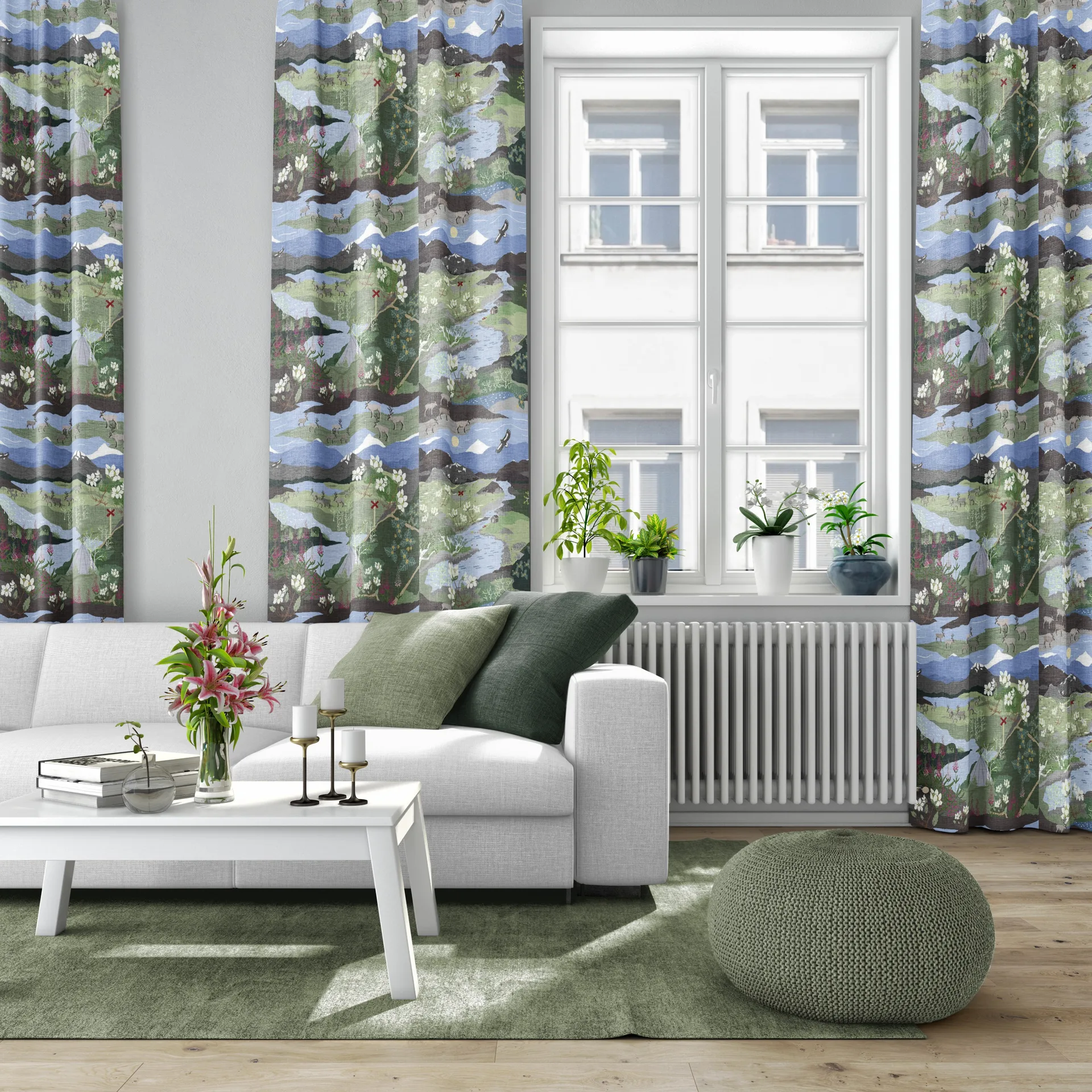Fjällvandring kangas, Sini-vihreä Arvidssons Textil
