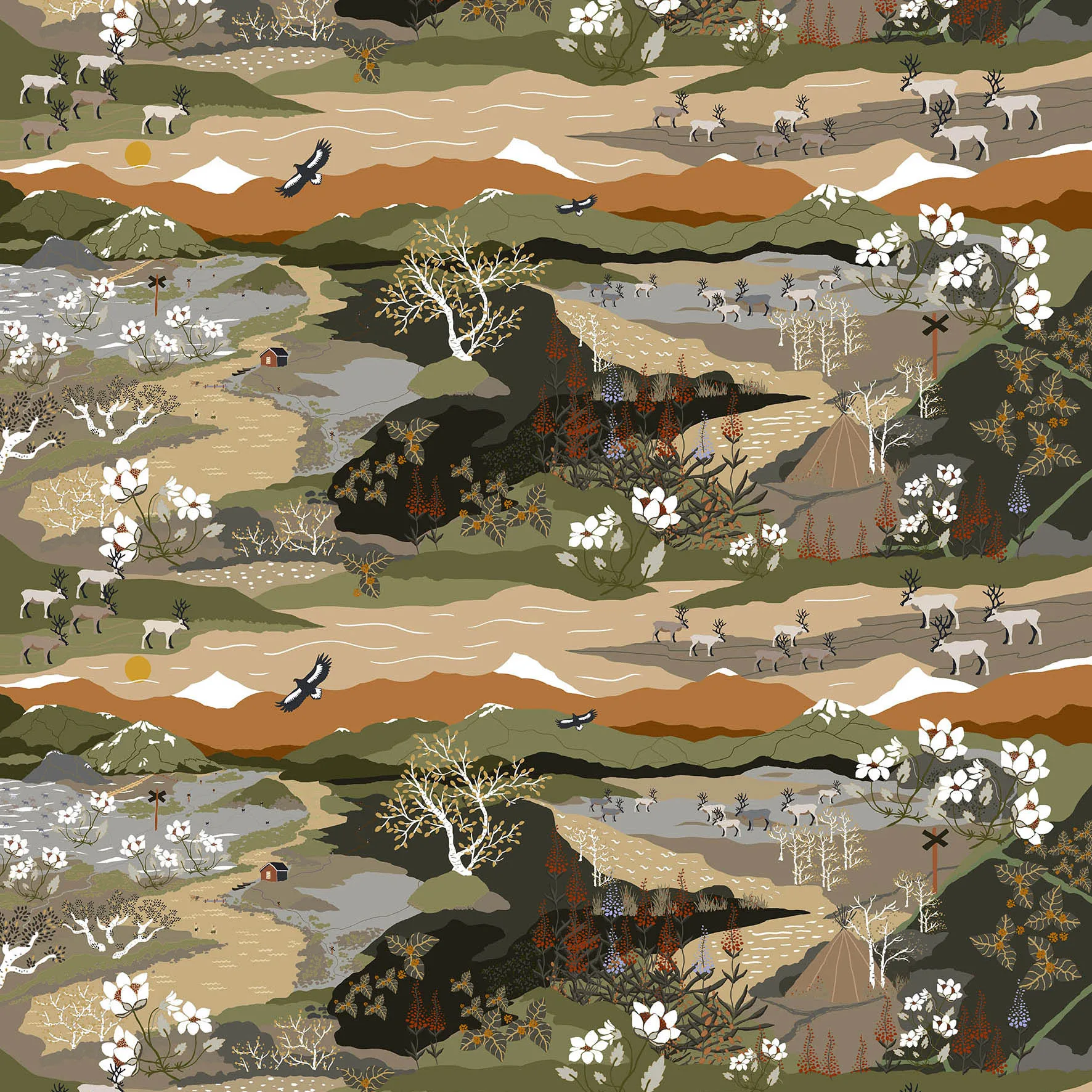 Fjällvandring kangas, Vihreä-ruoste Arvidssons Textil