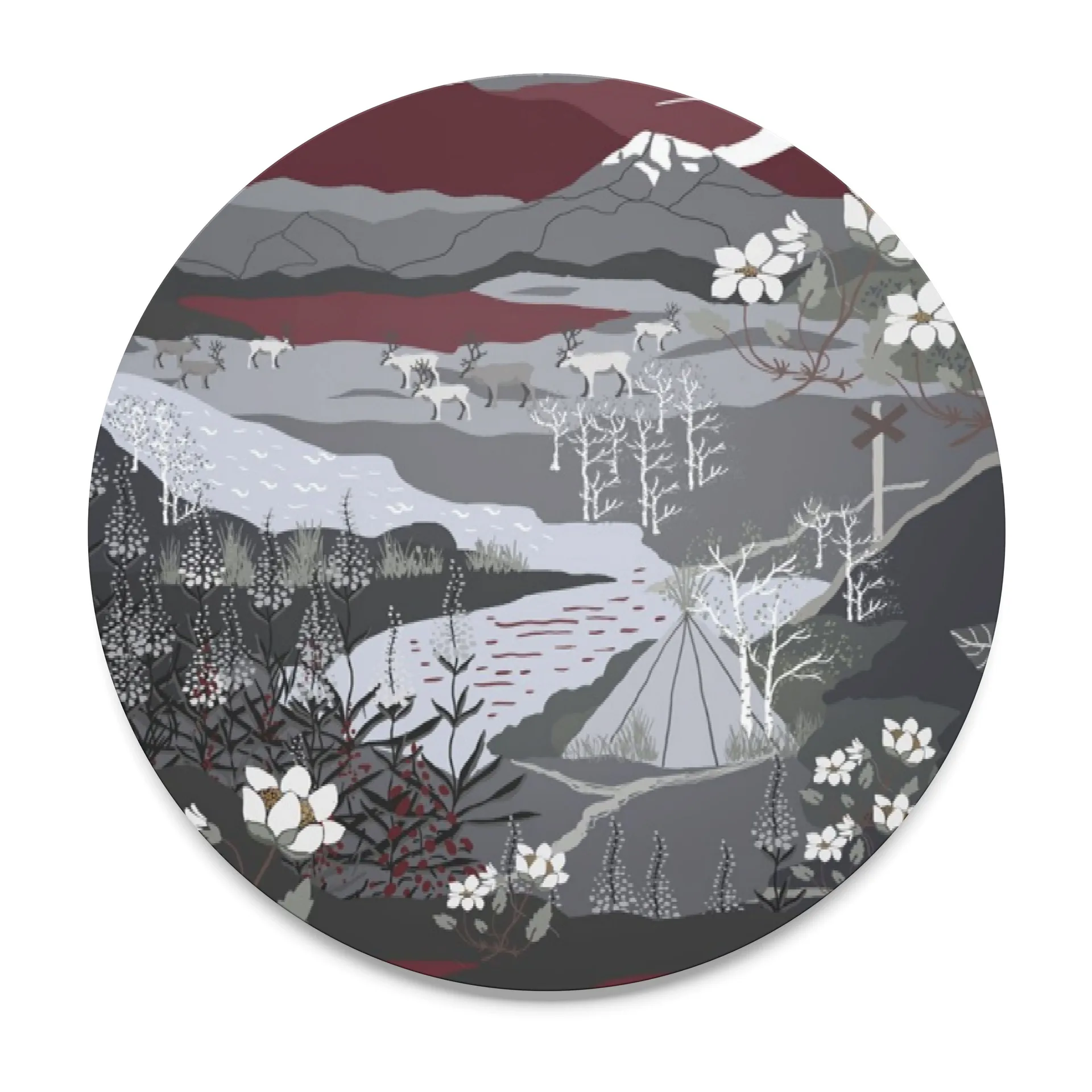 Fjällvandring pannunalunen, Harmaa-viininpunainen Arvidssons Textil