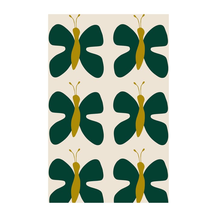 Fjäril kangas - Vihreä-keltainen - Arvidssons Textil