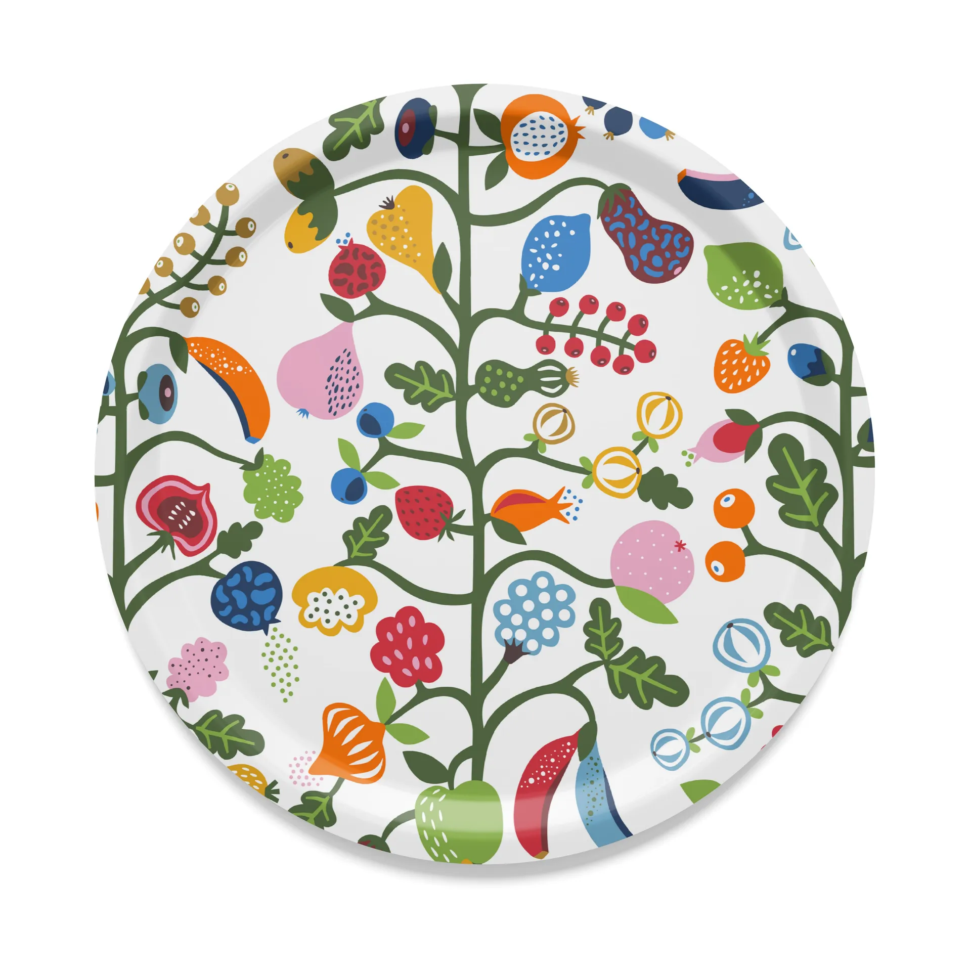 Fruktträdgården tarjotin Ø31 cm, Monivärinen Arvidssons Textil