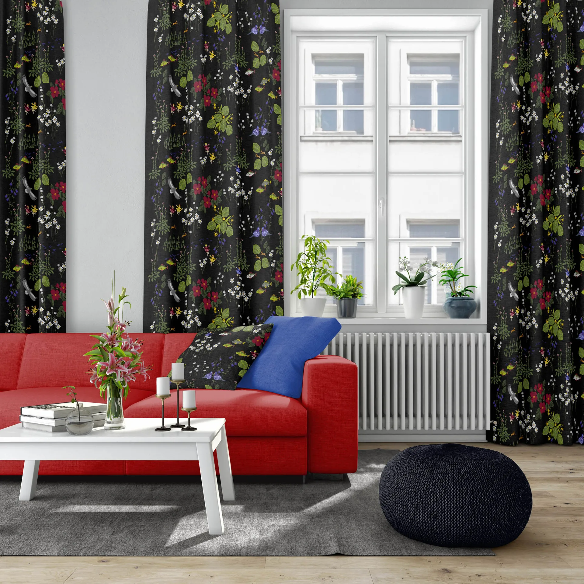 Himlajorden kangas, musta Arvidssons Textil