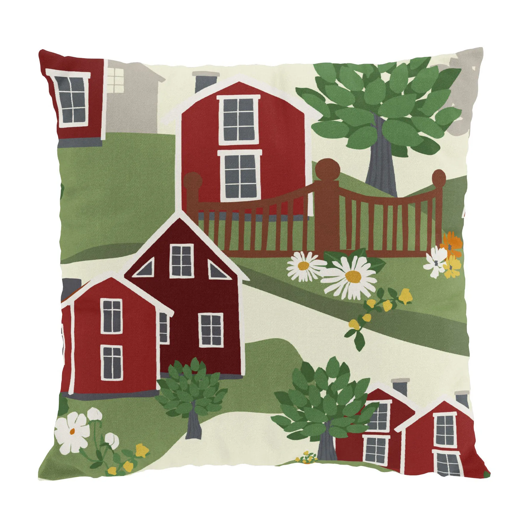 Katthulta tyynynpäällinen 47 x 47 cm, Vihreä-punainen Arvidssons Textil