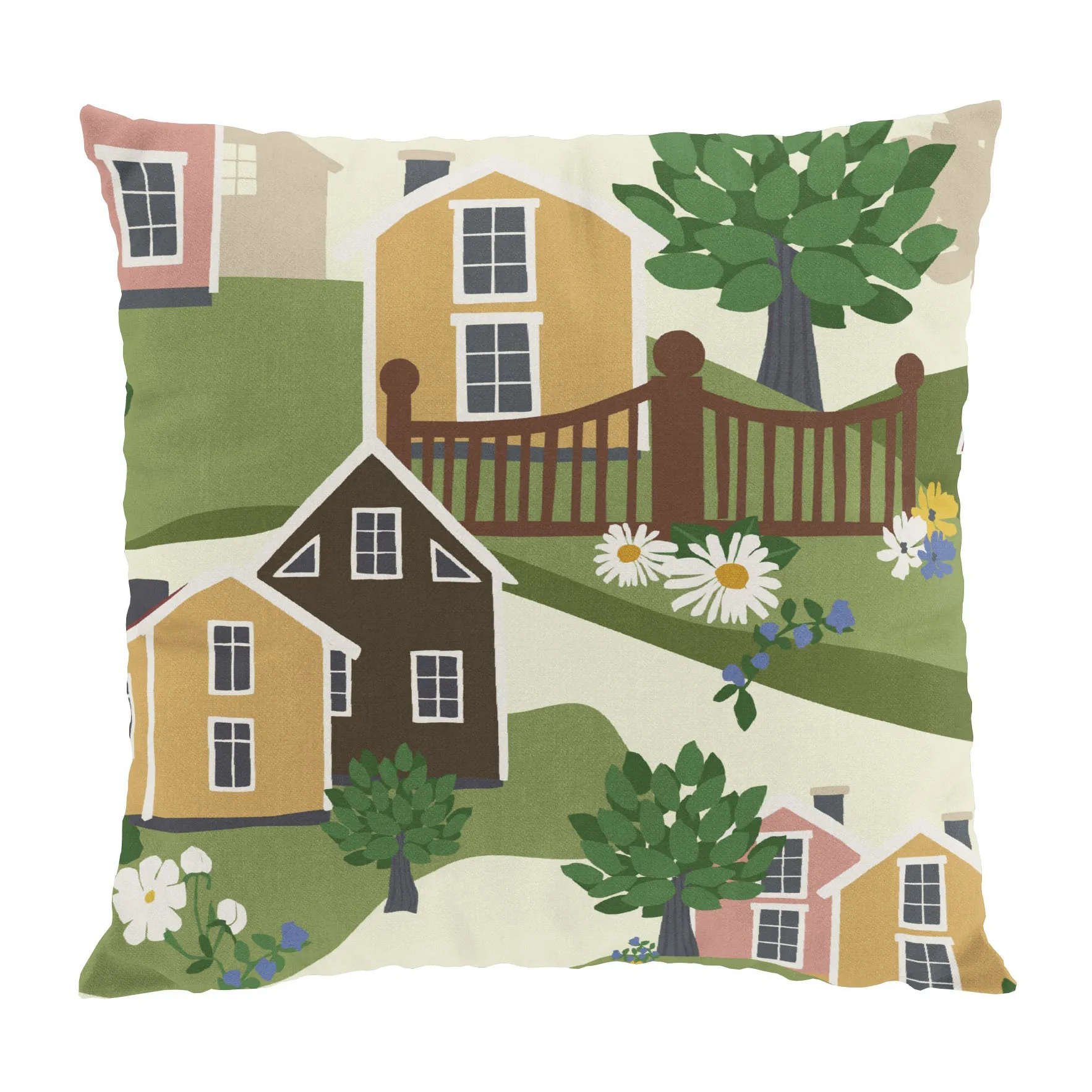 Katthulta tyynynpäällinen 47 x 47 cm, Vihreä-vaaleanpunainen Arvidssons Textil