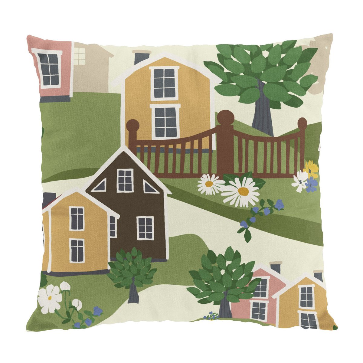 Arvidssons Textil Katthulta tyynynpäällinen 47 x 47 cm Vihreä-vaaleanpunainen