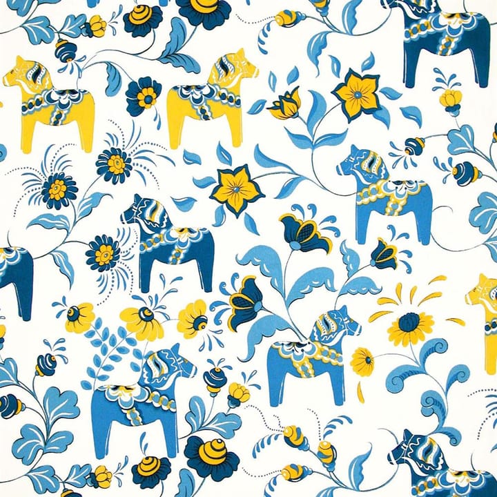 Leksand kangas - sininen-keltainen - Arvidssons Textil