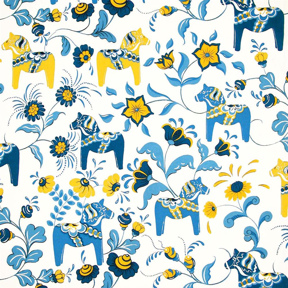 Arvidssons Textil Leksand kangas sininen-keltainen
