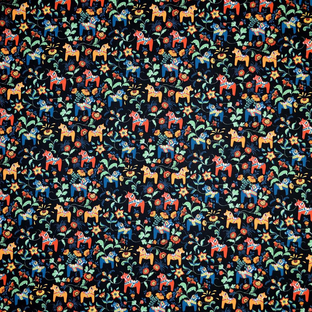 Arvidssons Textil Leksand mini kangas musta | Skandinaavinen Sisustus | Kankaat & Metritavarat | Sininen