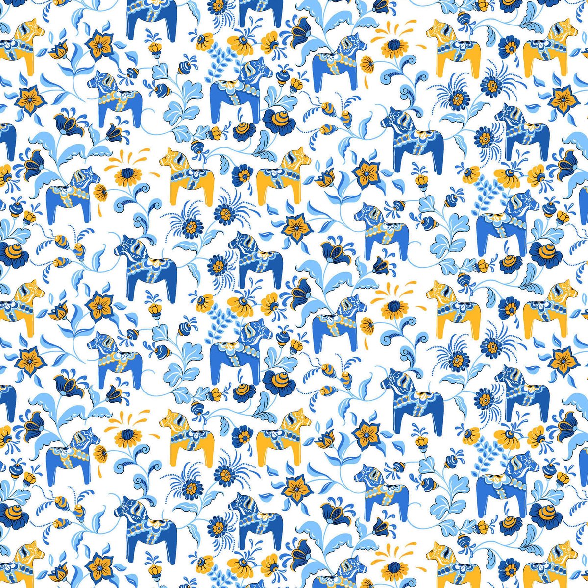 Arvidssons Textil Leksand mini kangas Sininen-keltainen