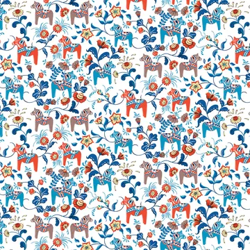 Leksand vahaliina - Sininen-oranssi - Arvidssons Textil