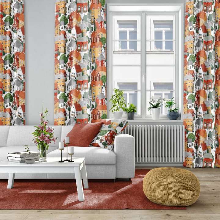 Lyckeby blommar kangas, Punainen-oranssi Arvidssons Textil