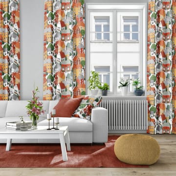 Lyckeby blommar kangas - Punainen-oranssi - Arvidssons Textil
