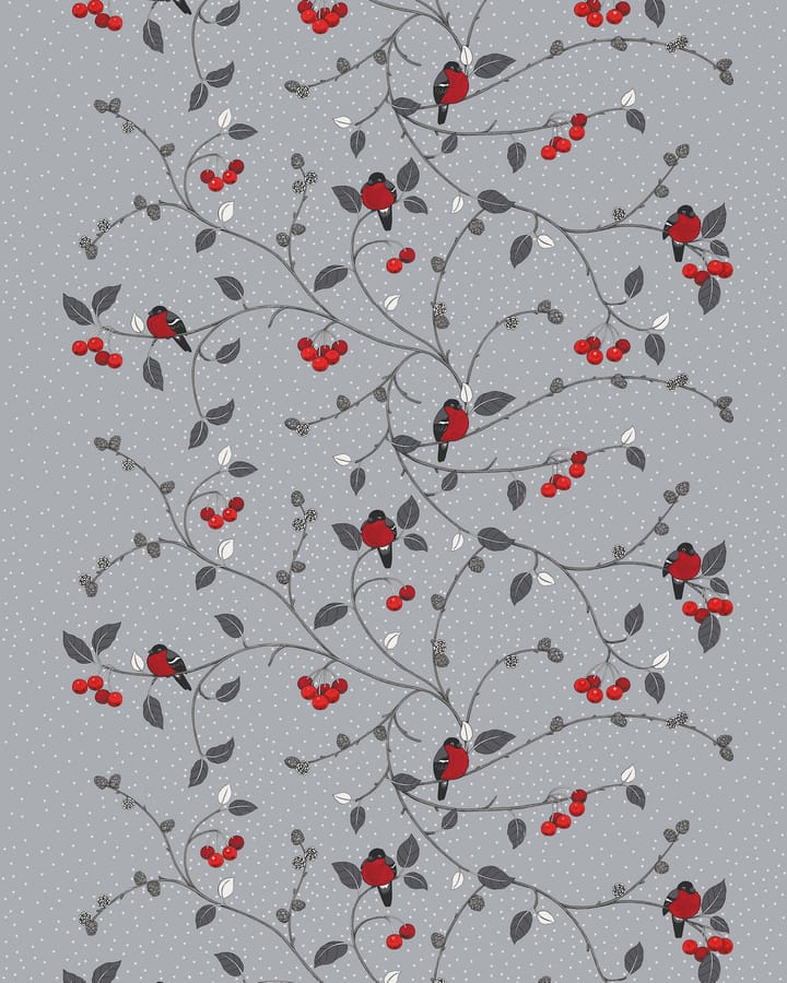 Paradisäpplen-kangas - Harmaa-punainen - Arvidssons Textil